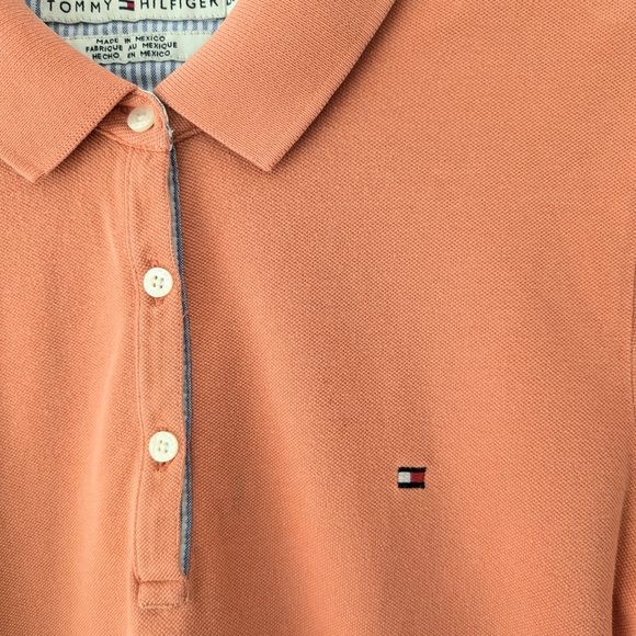 Tommy Hilfiger Women's Orange Fitted Polo Short Sleeve Top ~ Size Large - Picture 4 of 8